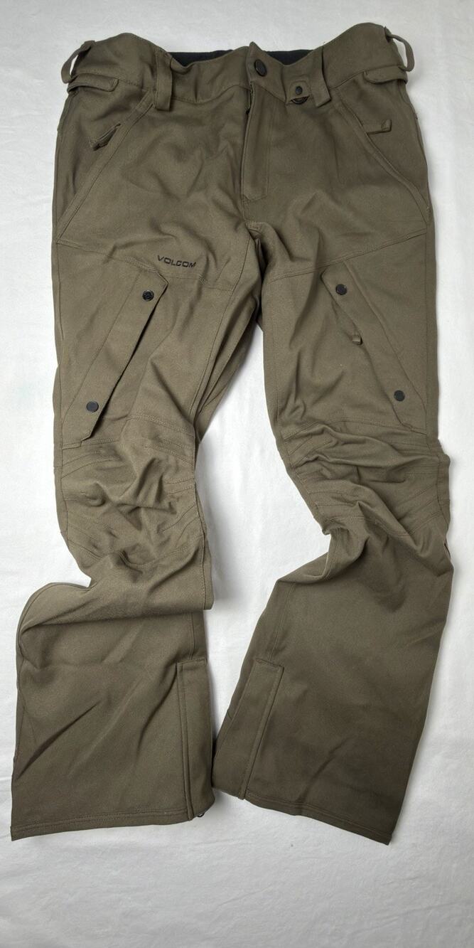 Volcom Articulated Snowboard Pants Men’s L Olive 15K Waterproof Zip Tech NWOT